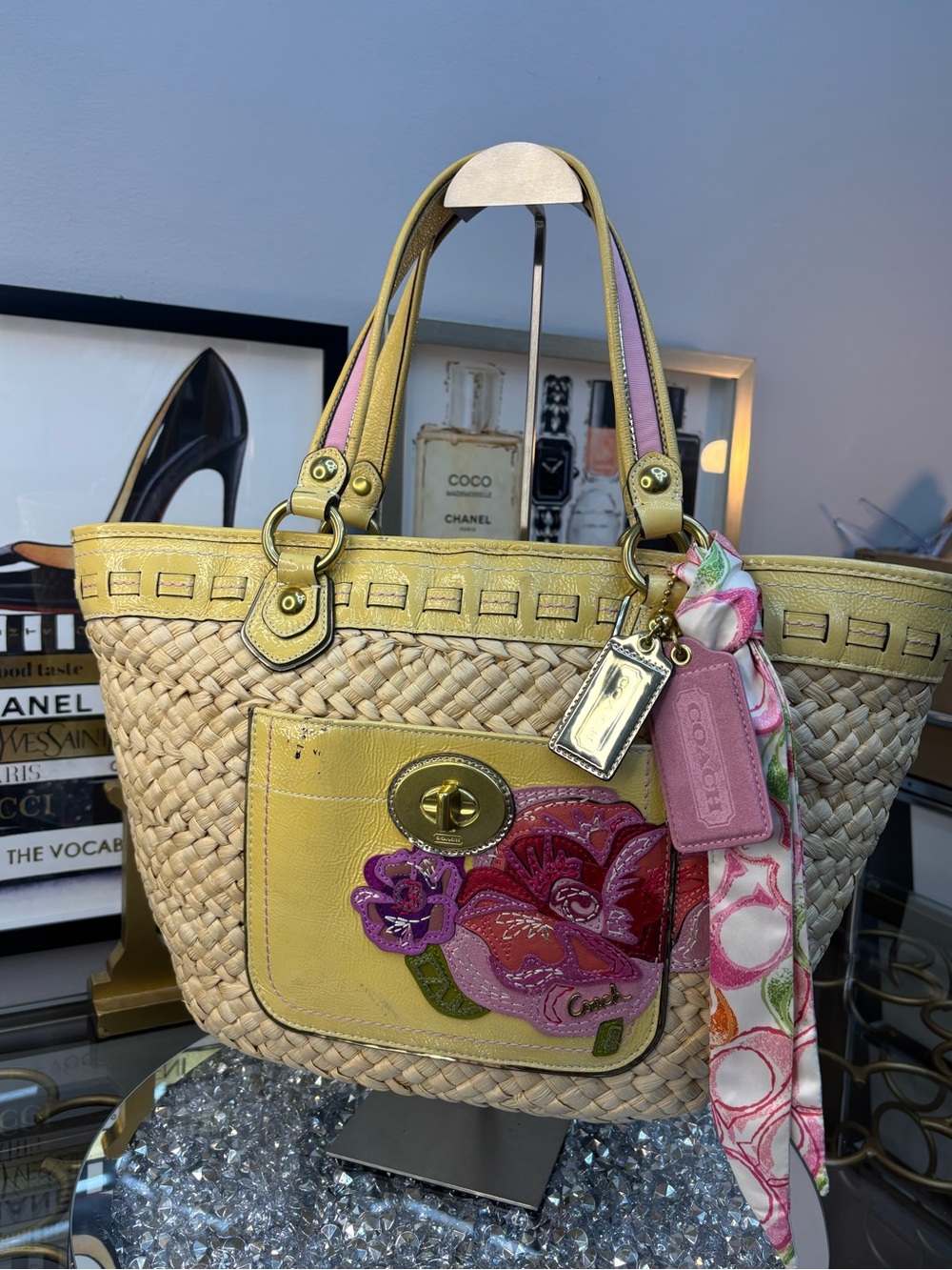 Coach 2010 Poppy Straw Applique Tote Bag NWOT